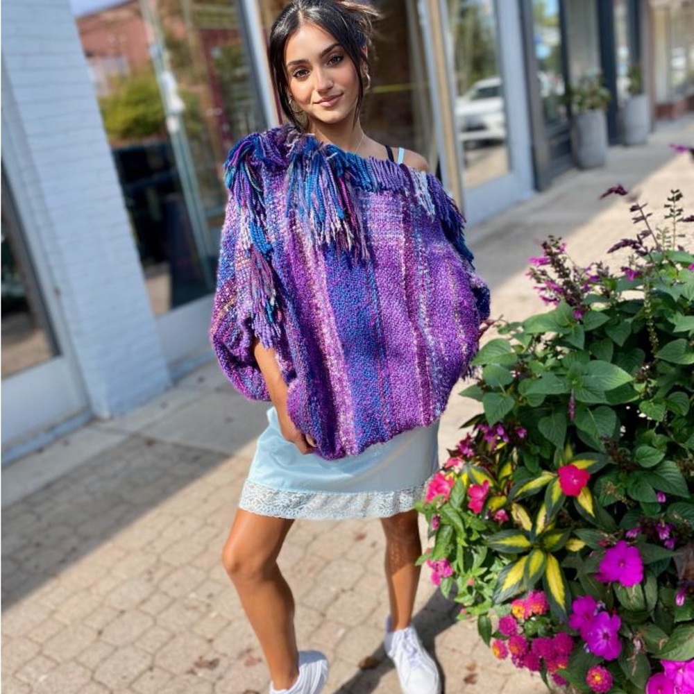 Vintage 1960s handmade poncho. Beautiful colors and in excellent condition.